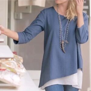 Soft Surroundings Women's Asymmetrical Maya Linen Blend Layered Tunic